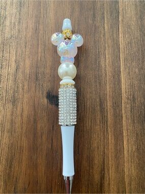 New Mickey Head Iridescent Mickey-Style Crystal Ballpoint Pen - White & Pearl